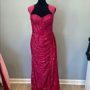 Elegant Pink Sequin Gown Maxi length large